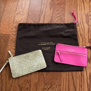Kate Spade wristlets- pink and gold sparkle